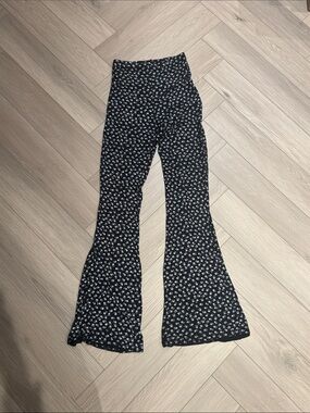PLT Black Floral Flare Pants